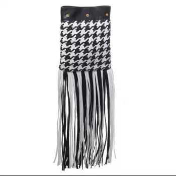 Versace Pied-de-Poule Fringe Bag with Gold Chain
